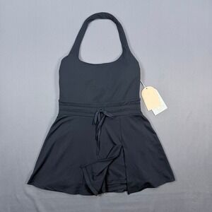Blogilates Womens S Black Recycled Poly Game Match Halter Active Tennis Dress